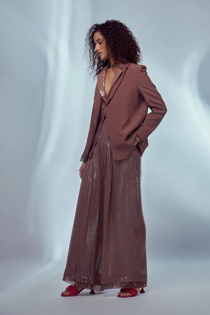 Nude Layered Oversized Blazer