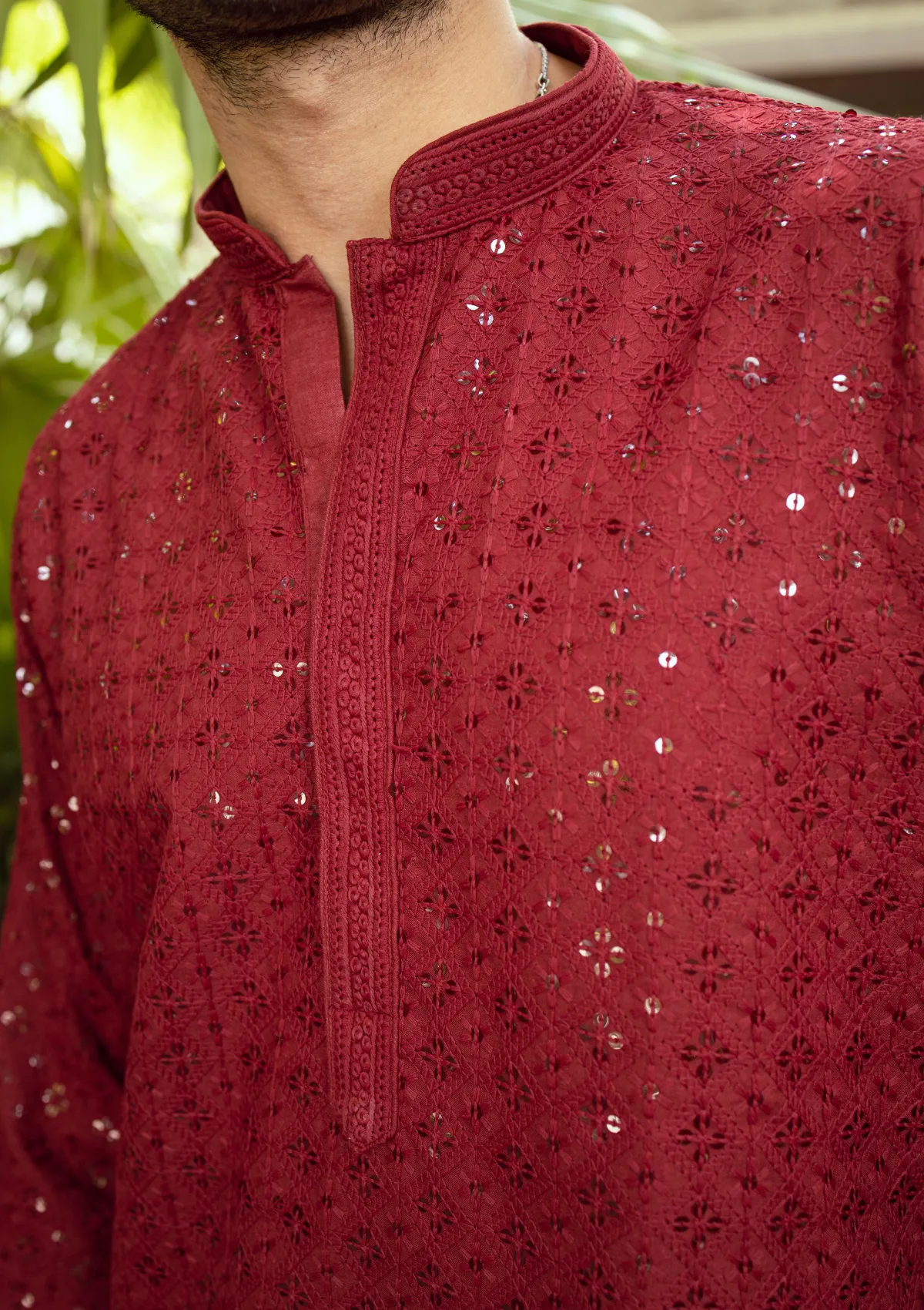 Rayan Chikankari Cotton Straight Men's Kurta with Sequin