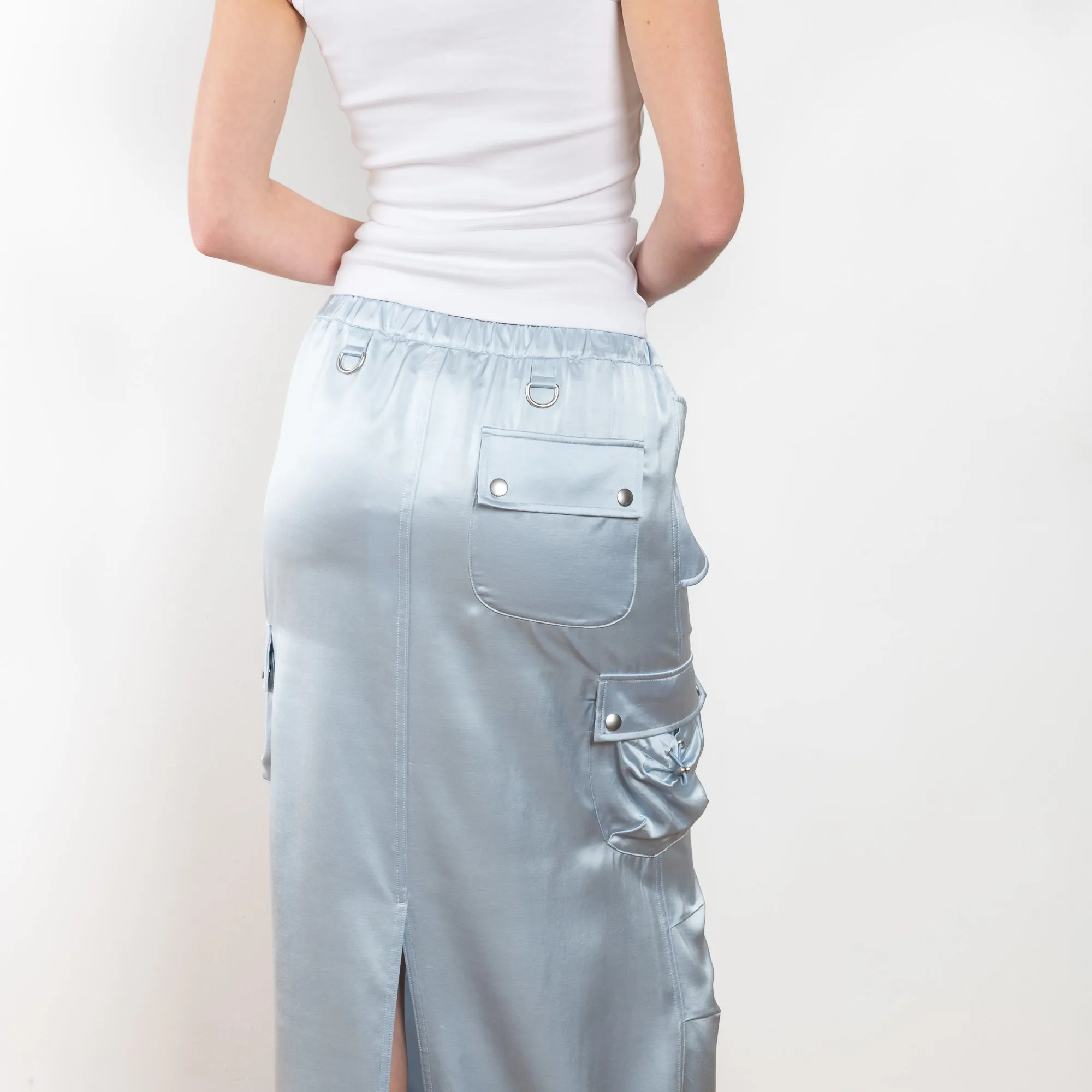 Satin Cargo Skirt