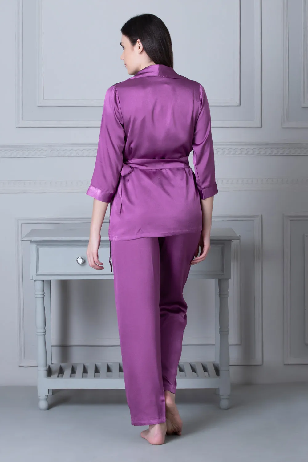 Satin Night suit Purple