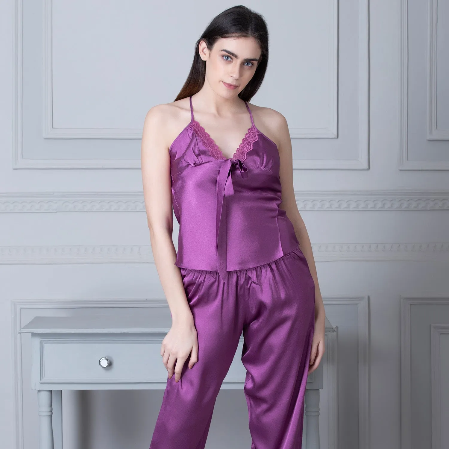 Satin Night suit Purple