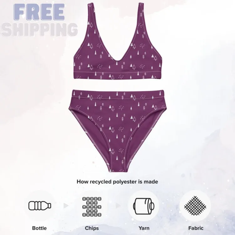 Scandinavian Forest Recycled Purple High Waist Bikini