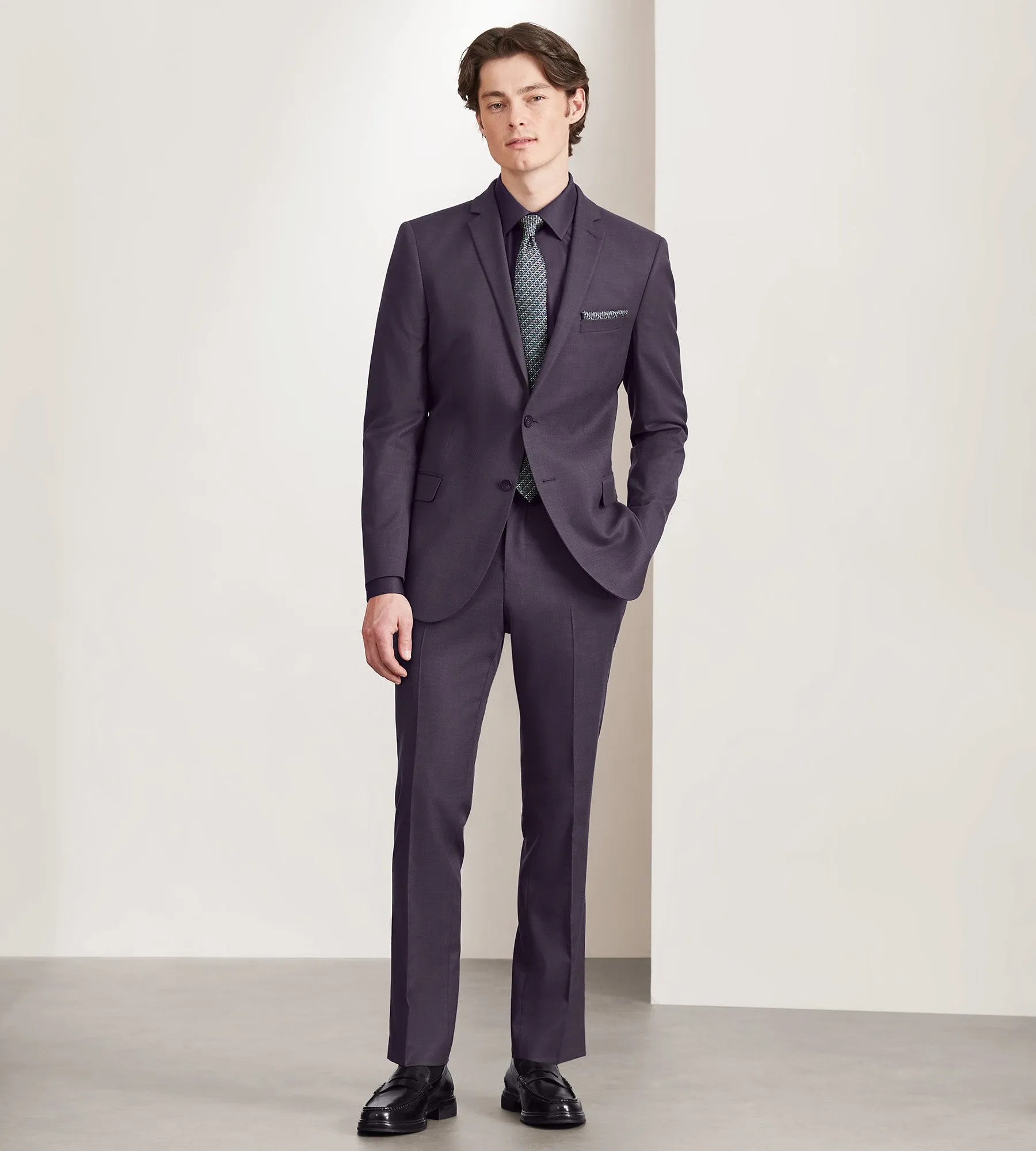 Slim Fit Deep Purple Solid Suit
