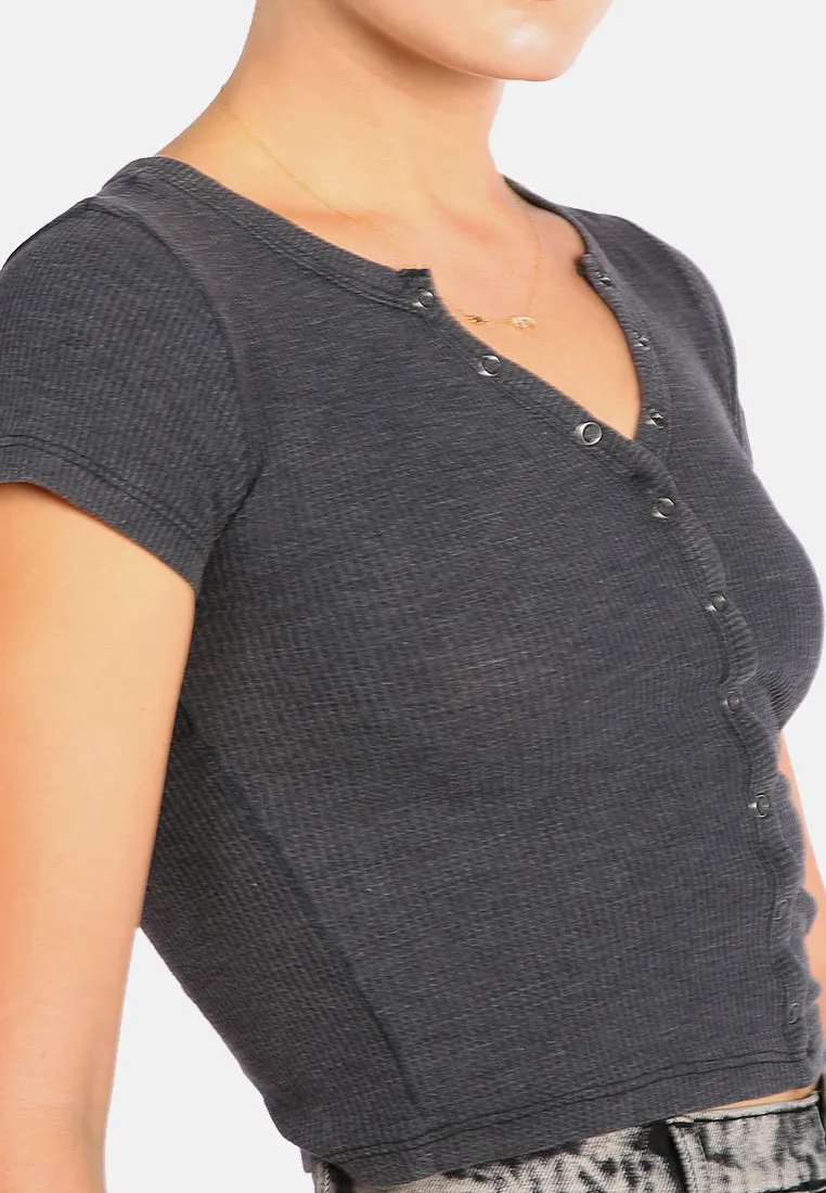 Solid Button Up Knitted Top