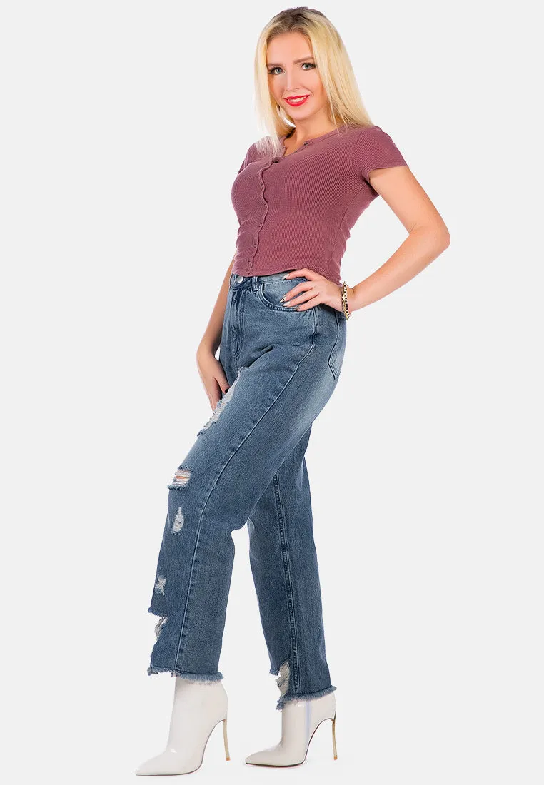 Solid Button Up Knitted Top