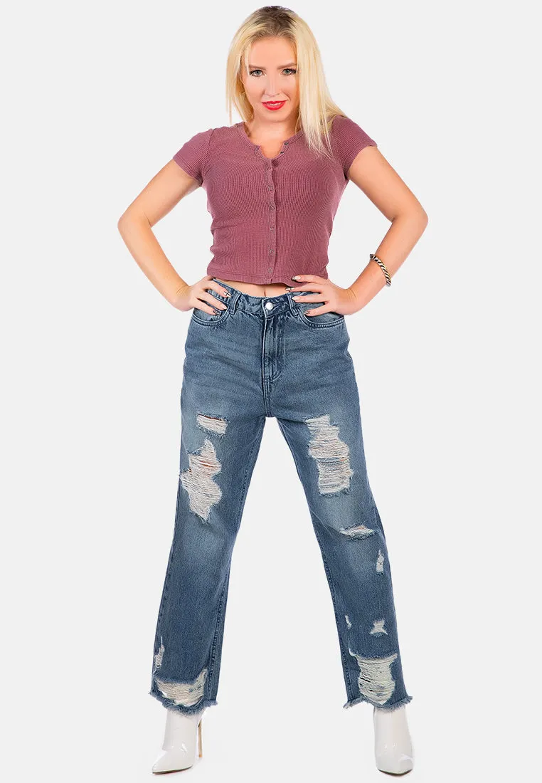 Solid Button Up Knitted Top