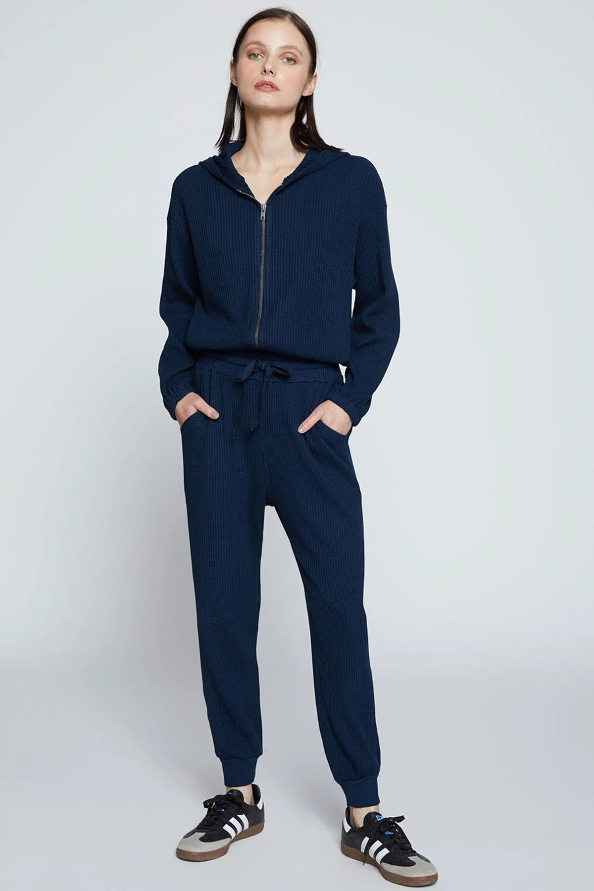 Stateside Luxe Thermal Drawstring Jogger in New Navy